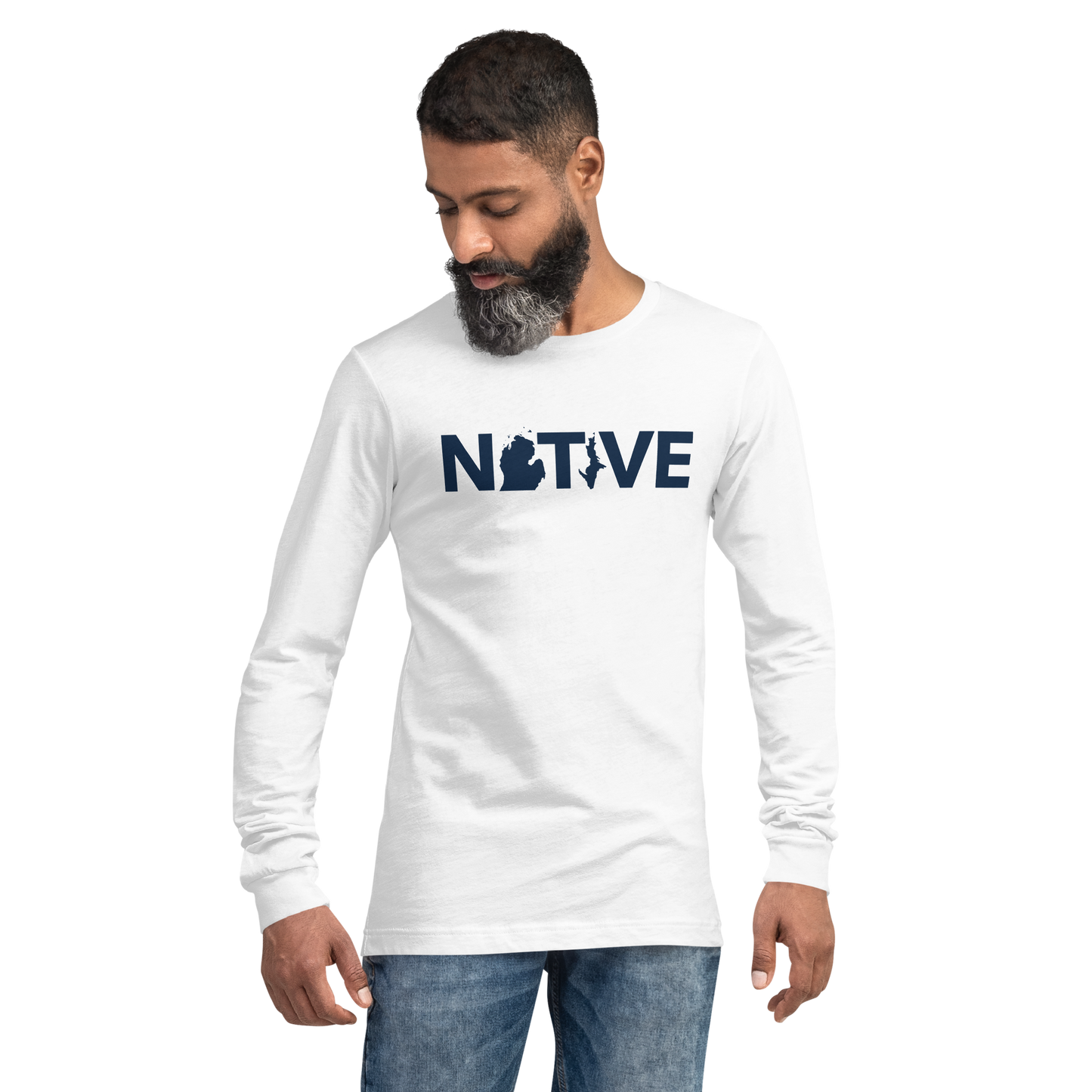 Michigan 'Native' T-Shirt (Geometric Sans Font) | Unisex Long Sleeve