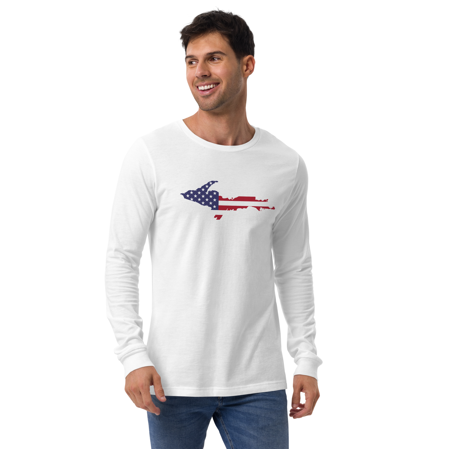 Michigan Upper Peninsula T-Shirt (w/ UP USA Flag Outline) | Unisex Long Sleeve