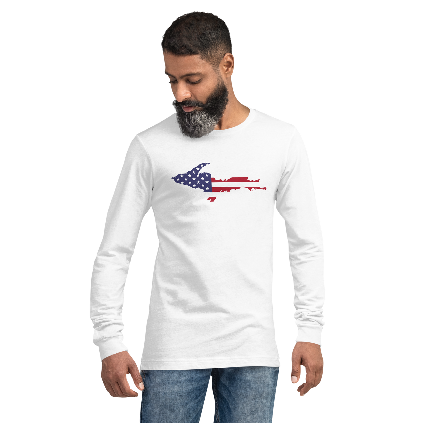 Michigan Upper Peninsula T-Shirt (w/ UP USA Flag Outline) | Unisex Long Sleeve