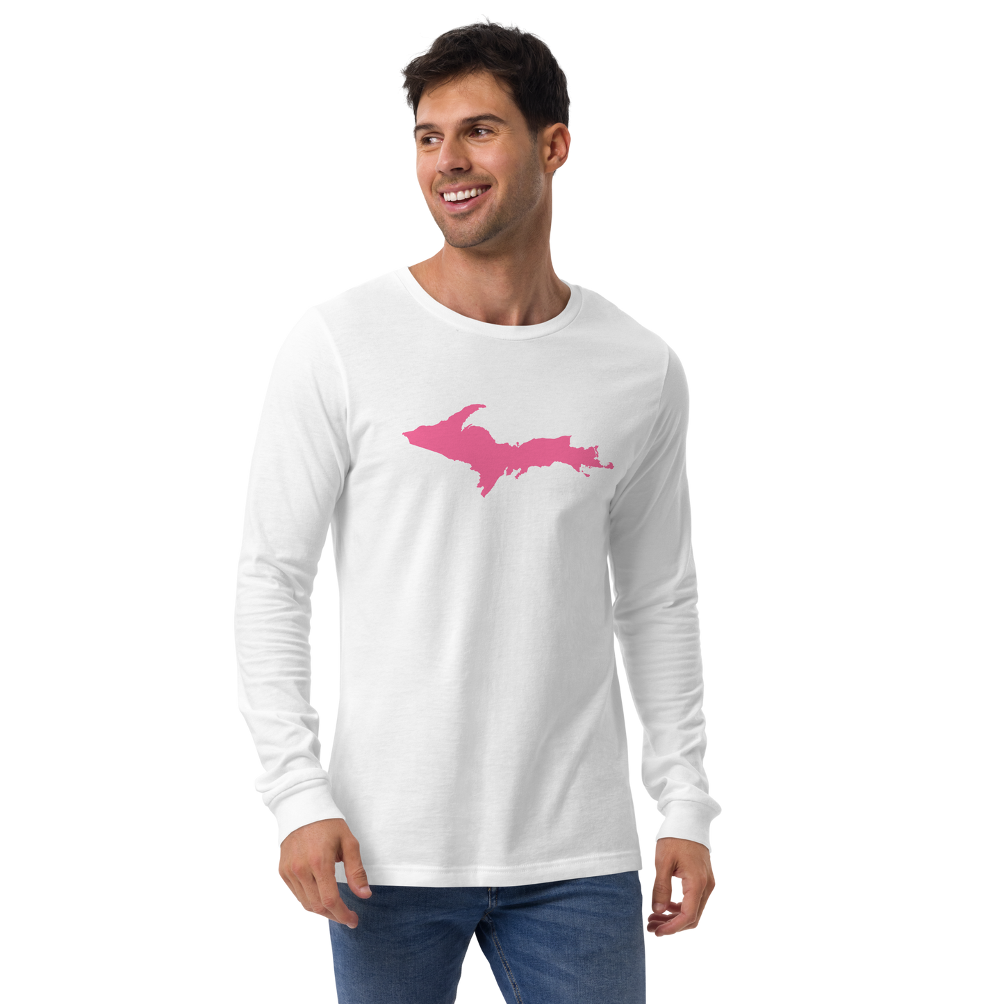 Michigan Upper Peninsula T-Shirt (w/ Pink UP Outline) | Unisex Long Sleeve