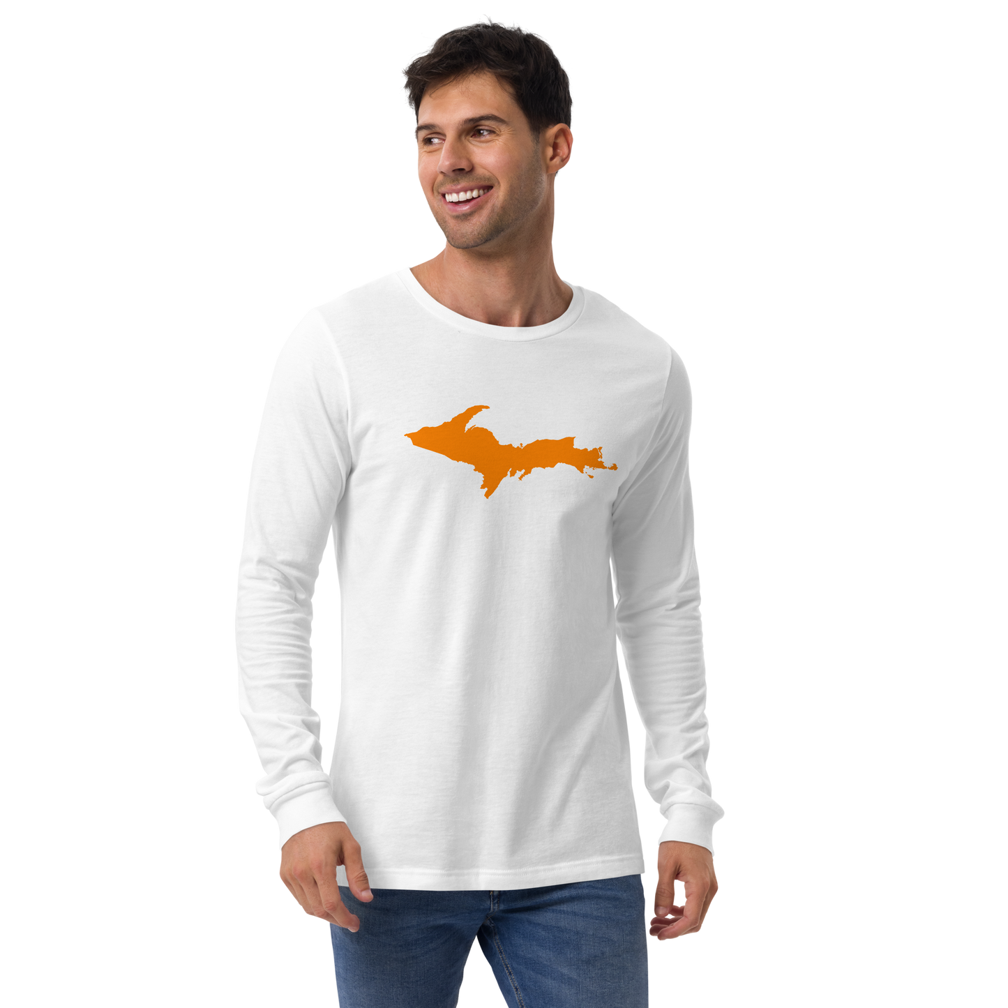 Michigan Upper Peninsula T-Shirt (w/ Orange UP Outline) | Unisex Long Sleeve