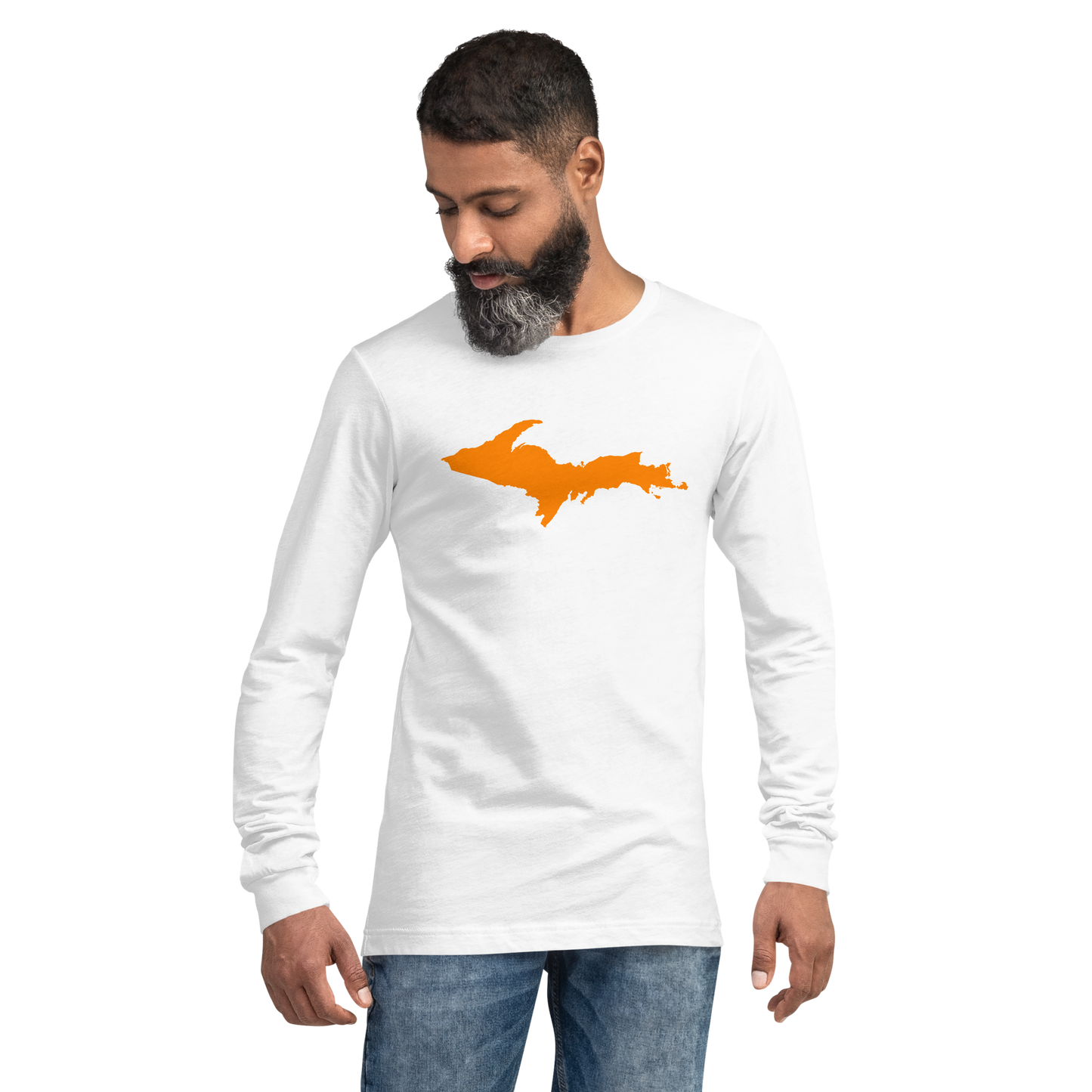 Michigan Upper Peninsula T-Shirt (w/ Orange UP Outline) | Unisex Long Sleeve