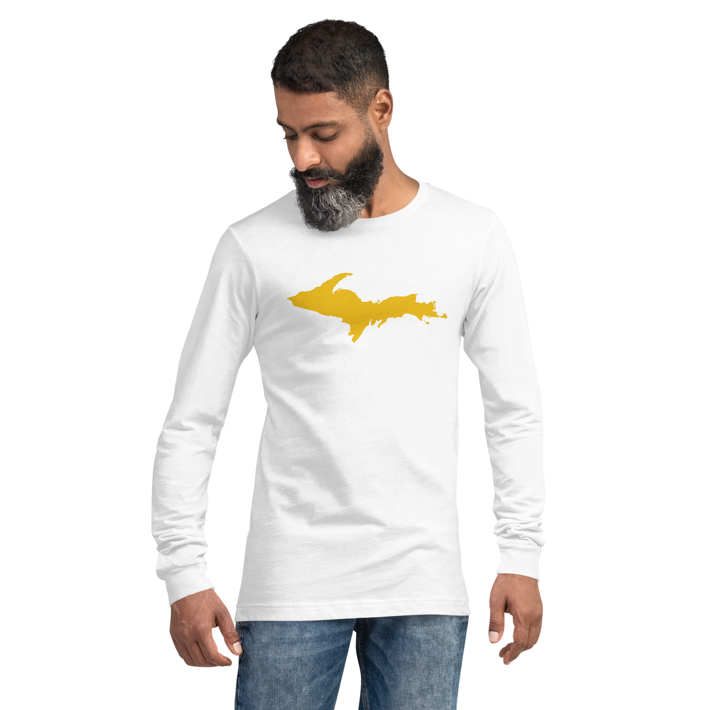 Michigan Upper Peninsula T-Shirt (w/ Gold UP Outline) | Unisex Long Sleeve