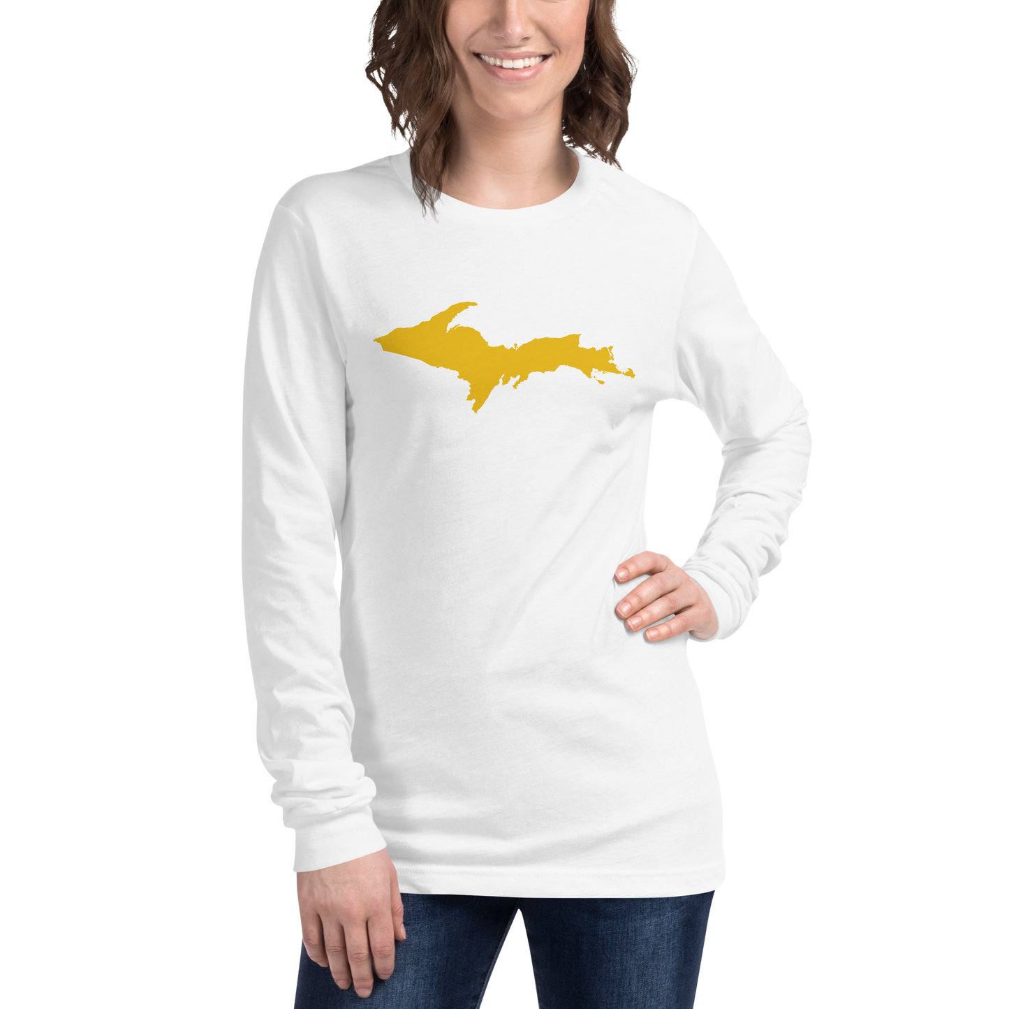 Michigan Upper Peninsula T-Shirt (w/ Gold UP Outline) | Unisex Long Sleeve