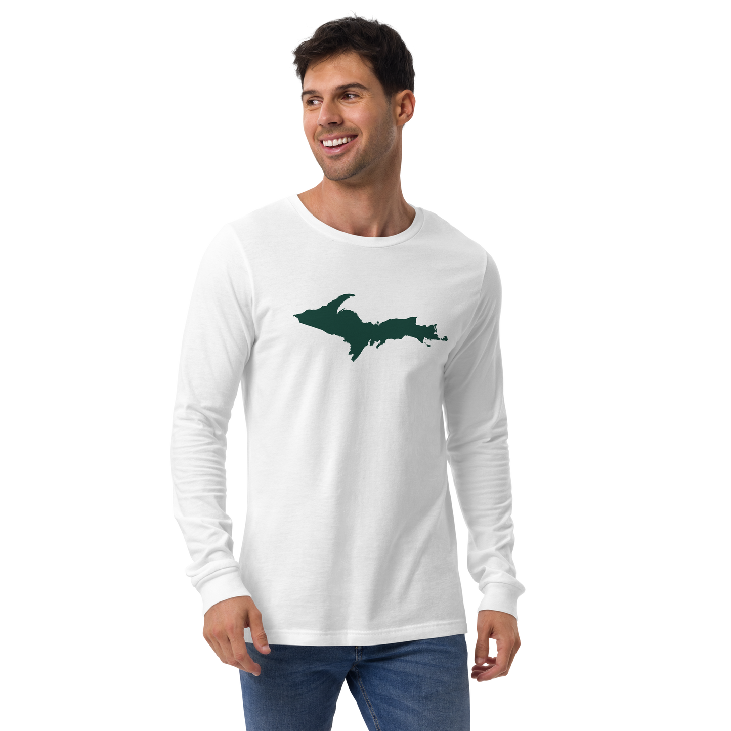 Michigan Upper Peninsula T-Shirt (w/ Green UP Outline) | Unisex Long Sleeve