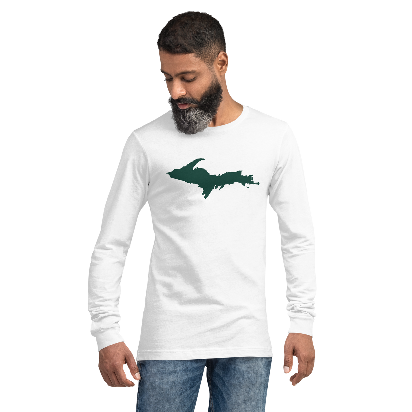 Michigan Upper Peninsula T-Shirt (w/ Green UP Outline) | Unisex Long Sleeve