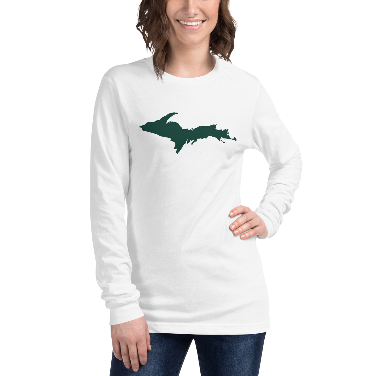 Michigan Upper Peninsula T-Shirt (w/ Green UP Outline) | Unisex Long Sleeve