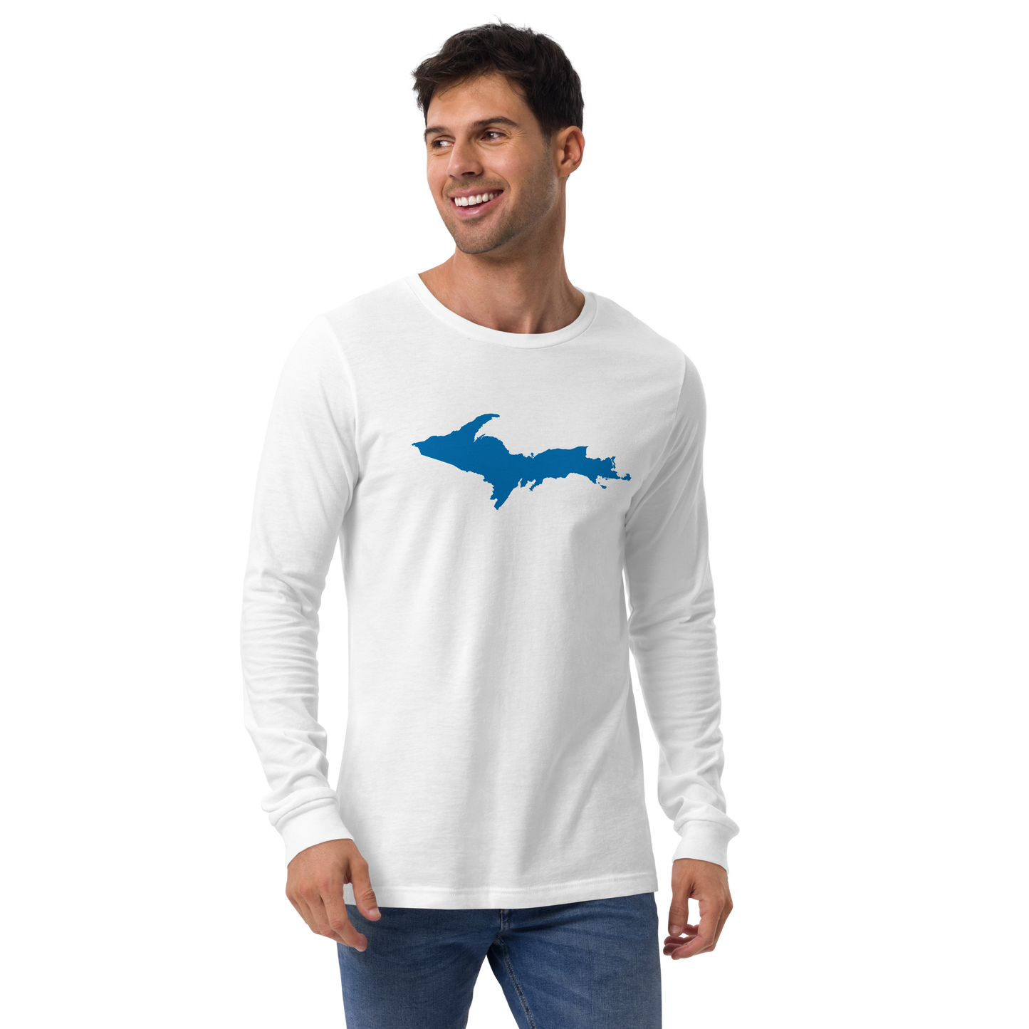 Michigan Upper Peninsula T-Shirt (w/ Azure UP Outline) | Unisex Long Sleeve