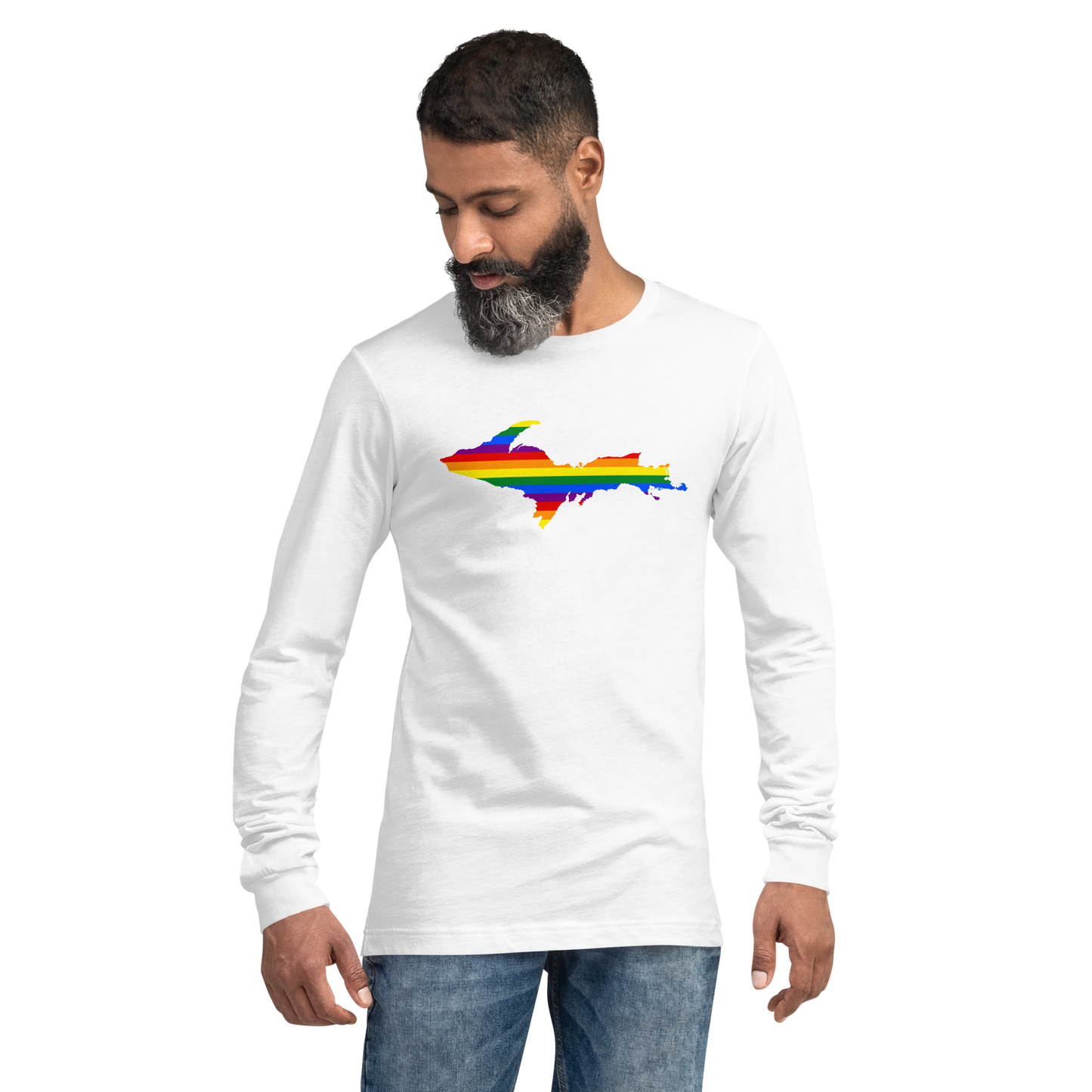 Michigan Upper Peninsula T-Shirt (w/ UP Pride Flag Outline) | Unisex Long Sleeve