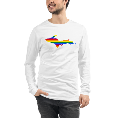 Michigan Upper Peninsula T-Shirt (w/ UP Pride Flag Outline) | Unisex Long Sleeve