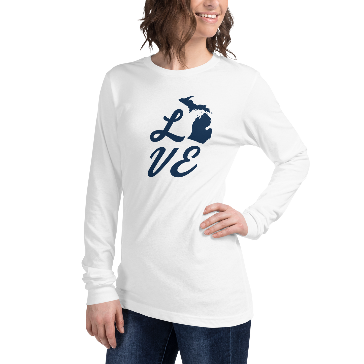 Michigan 'Love' T-Shirt (Retro Script Font) | Unisex Long Sleeve