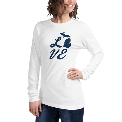 Michigan 'Love' T-Shirt (Retro Script Font) | Unisex Long Sleeve