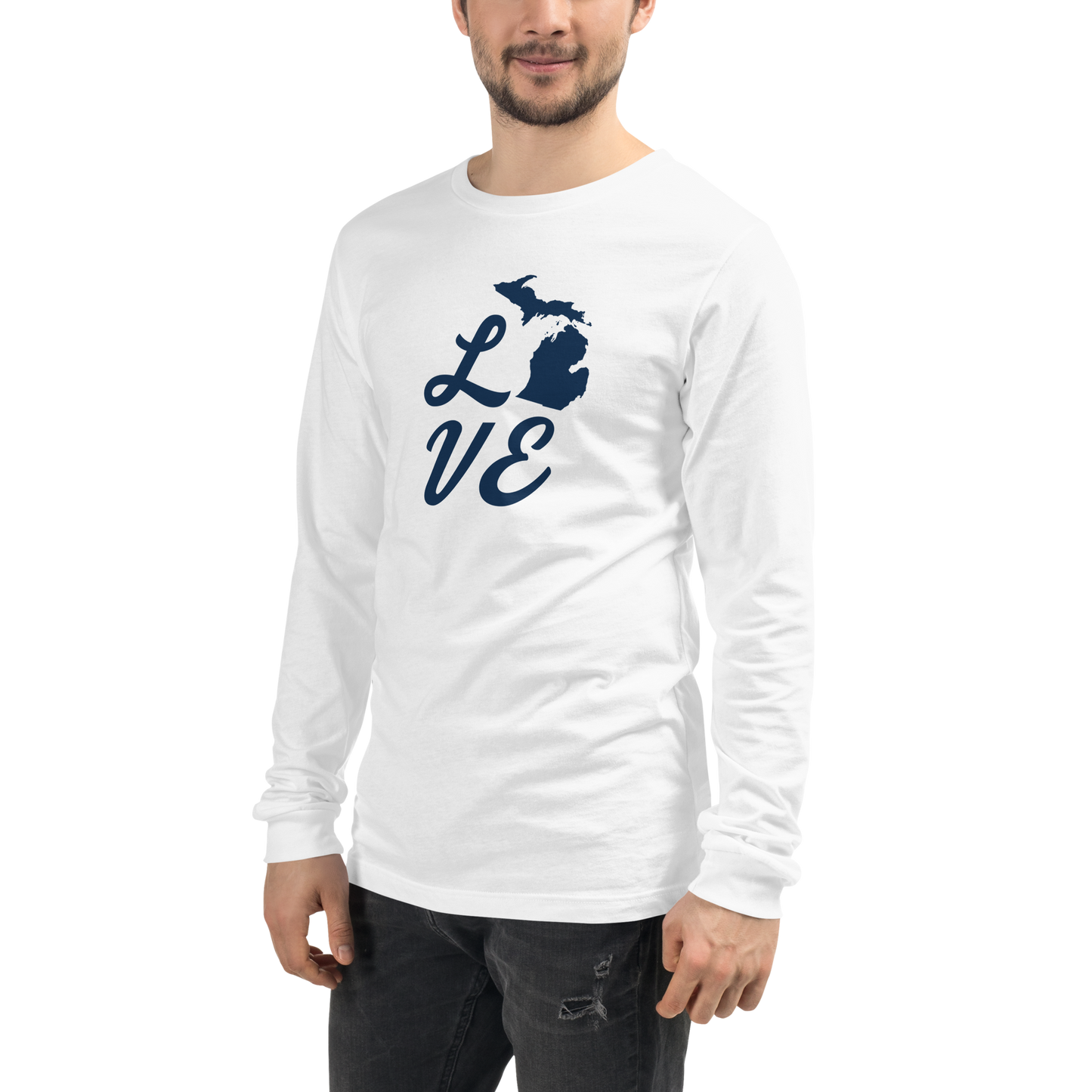 Michigan 'Love' T-Shirt (Retro Script Font) | Unisex Long Sleeve