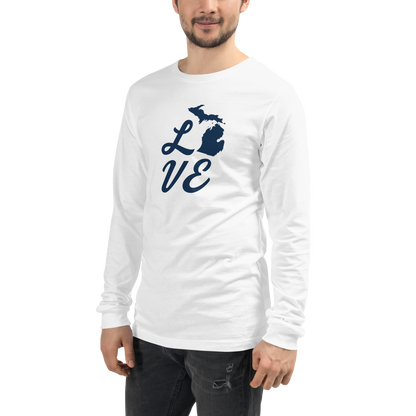 Michigan 'Love' T-Shirt (Retro Script Font) | Unisex Long Sleeve