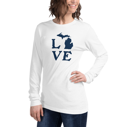 Michigan 'Love' T-Shirt (Woodcut Font) | Unisex Long Sleeve