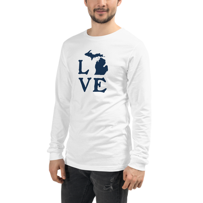 Michigan 'Love' T-Shirt (Woodcut Font) | Unisex Long Sleeve