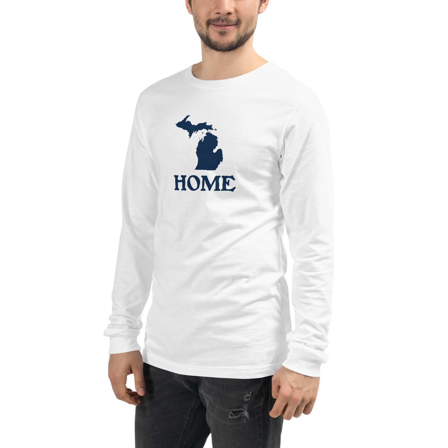 Michigan 'Home' T-Shirt (Woodcut Font) | Unisex Long Sleeve