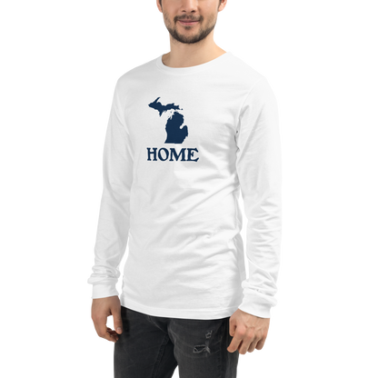 Michigan 'Home' T-Shirt (Woodcut Font) | Unisex Long Sleeve