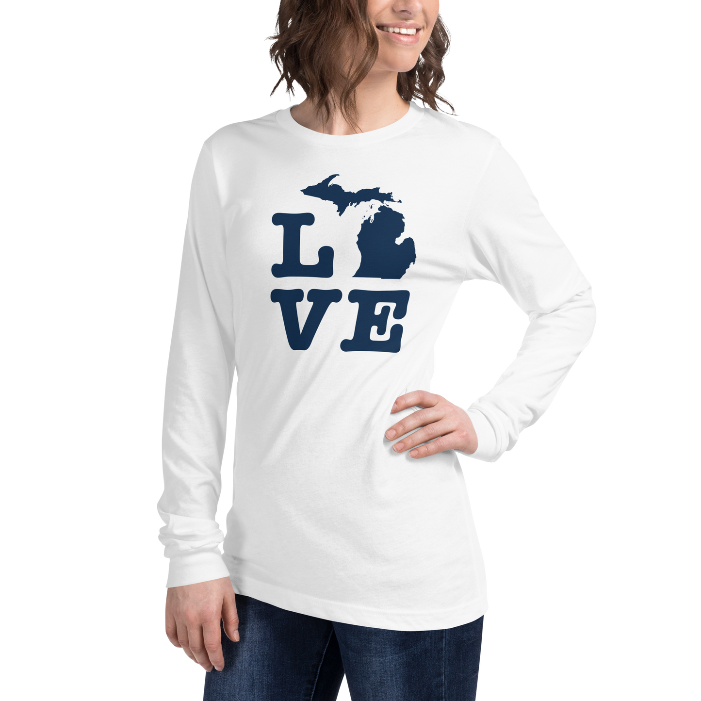 Michigan 'Love' T-Shirt (Typewriter Font) | Unisex Long Sleeve