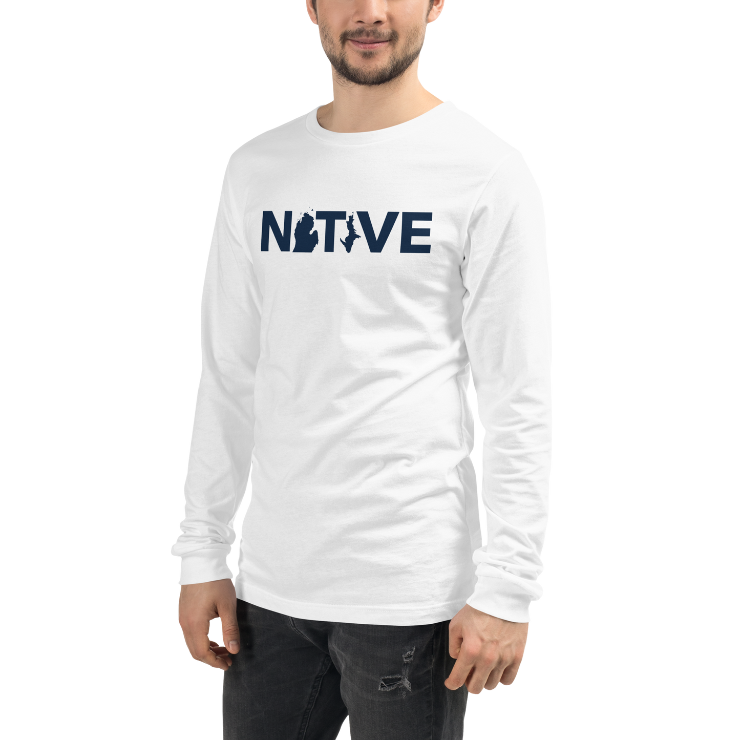 Michigan 'Native' T-Shirt (Geometric Sans Font) | Unisex Long Sleeve