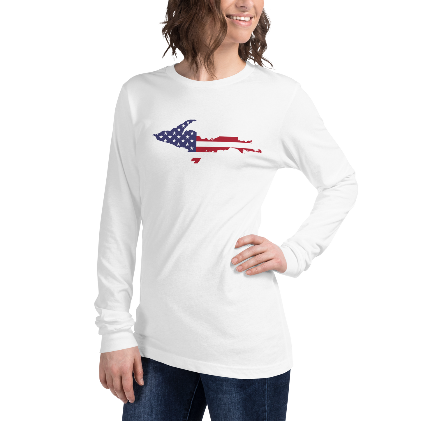 Michigan Upper Peninsula T-Shirt (w/ UP USA Flag Outline) | Unisex Long Sleeve