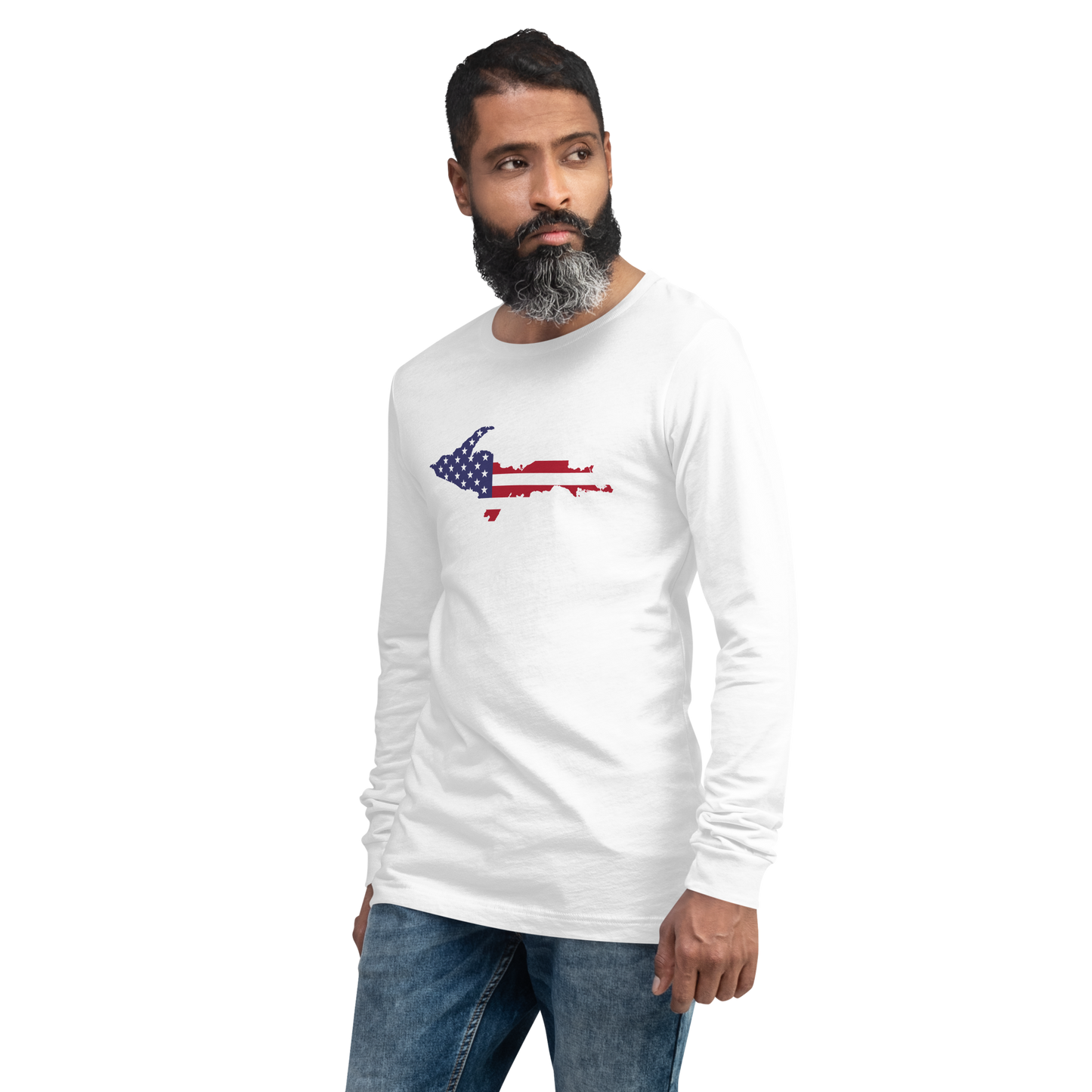 Michigan Upper Peninsula T-Shirt (w/ UP USA Flag Outline) | Unisex Long Sleeve