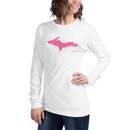 Michigan Upper Peninsula T-Shirt (w/ Pink UP Outline) | Unisex Long Sleeve