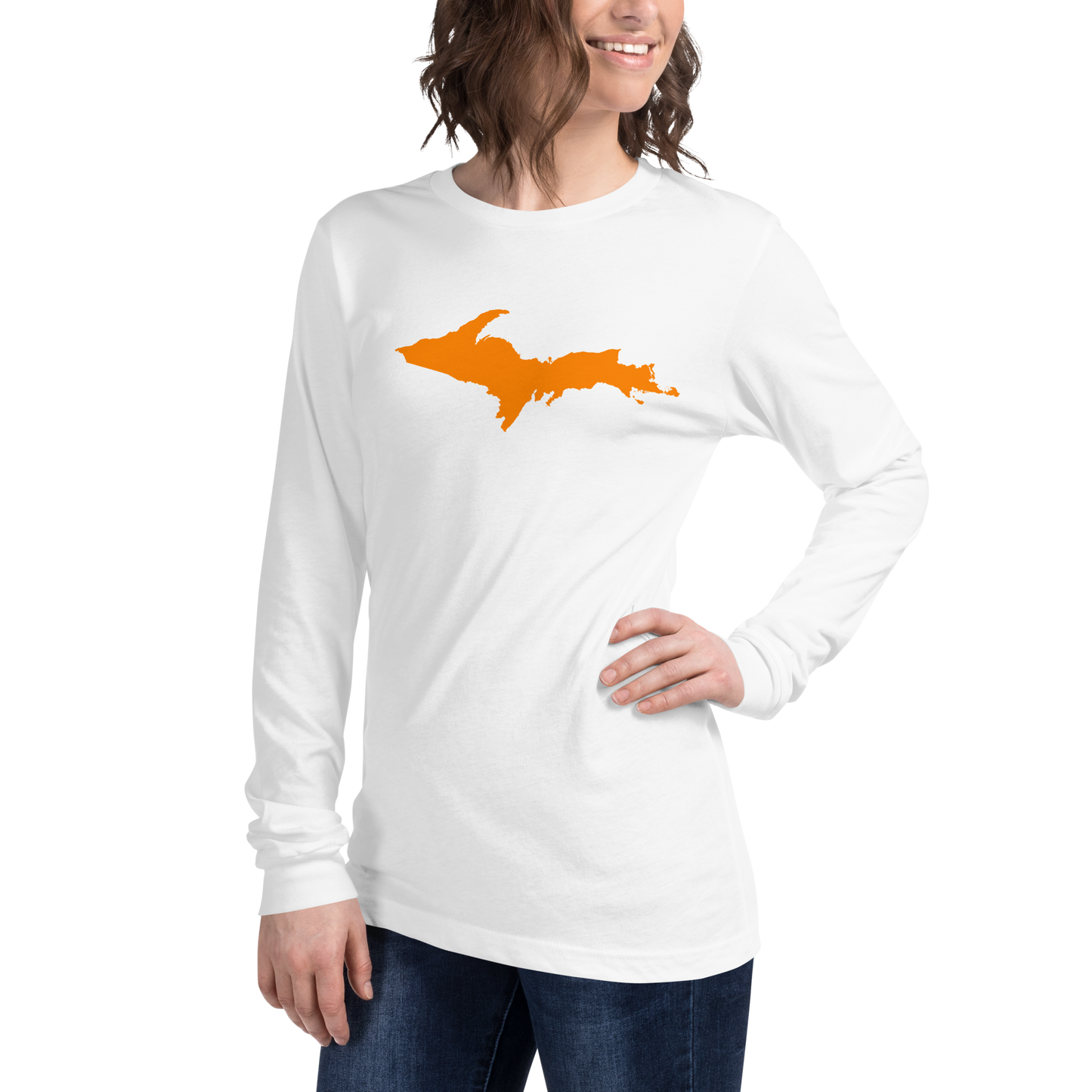 Michigan Upper Peninsula T-Shirt (w/ Orange UP Outline) | Unisex Long Sleeve