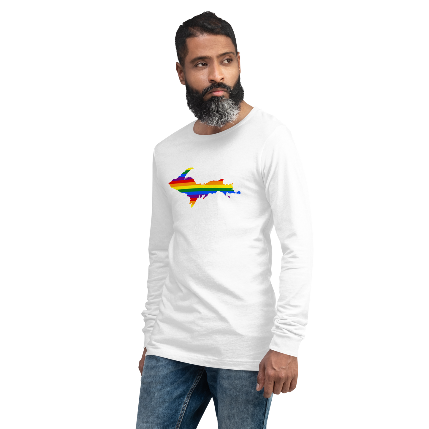 Michigan Upper Peninsula T-Shirt (w/ UP Pride Flag Outline) | Unisex Long Sleeve