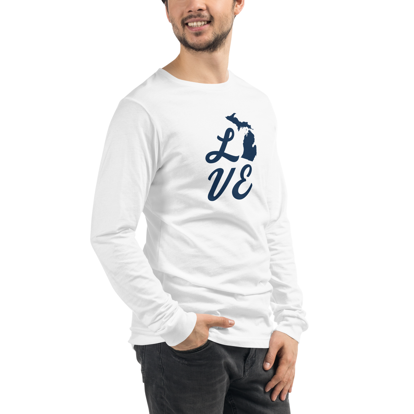 Michigan 'Love' T-Shirt (Retro Script Font) | Unisex Long Sleeve