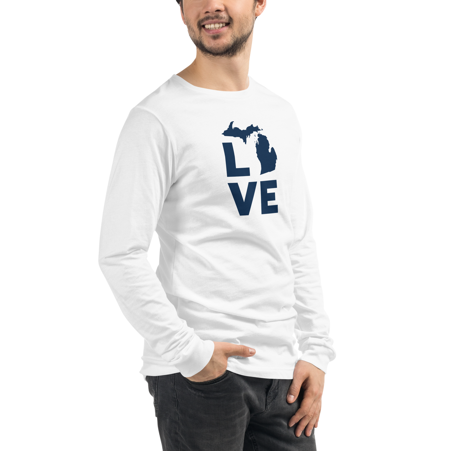 Michigan 'Love' T-Shirt (Geometric Sans Font) | Unisex Long Sleeve