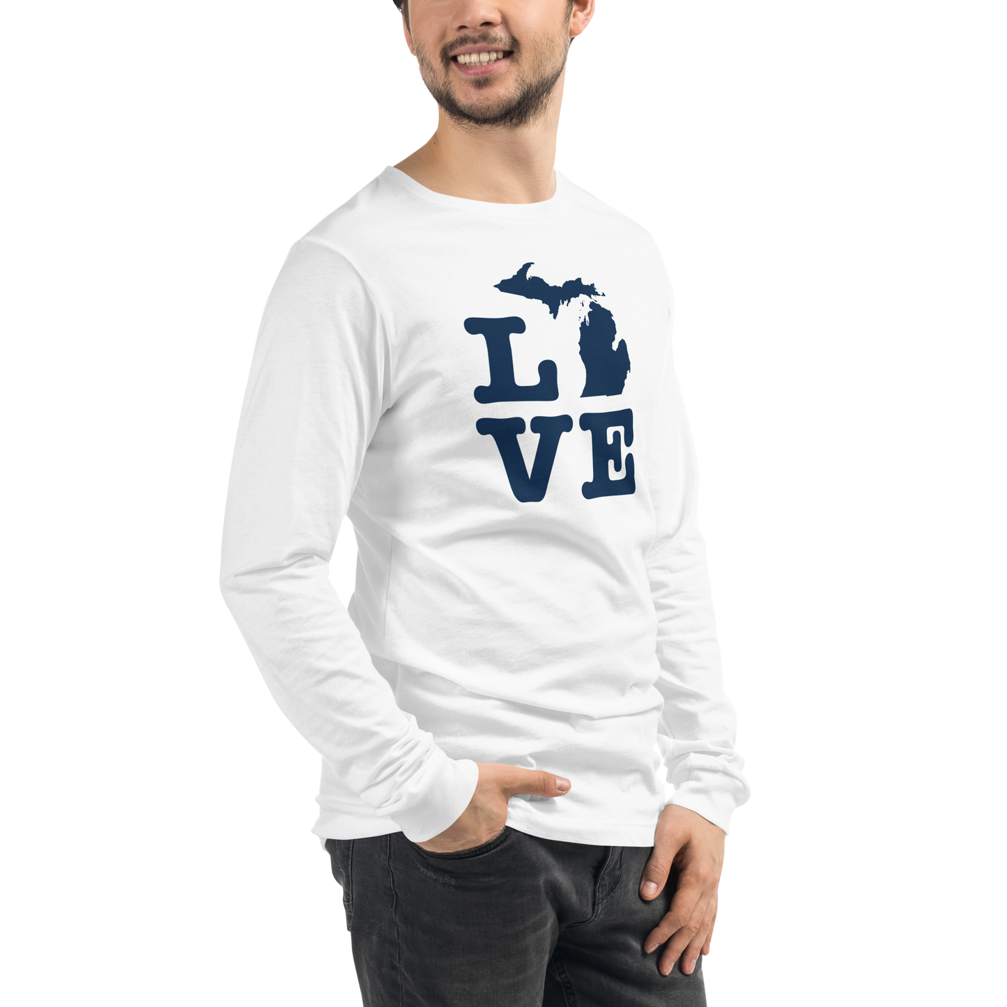 Michigan 'Love' T-Shirt (Typewriter Font) | Unisex Long Sleeve