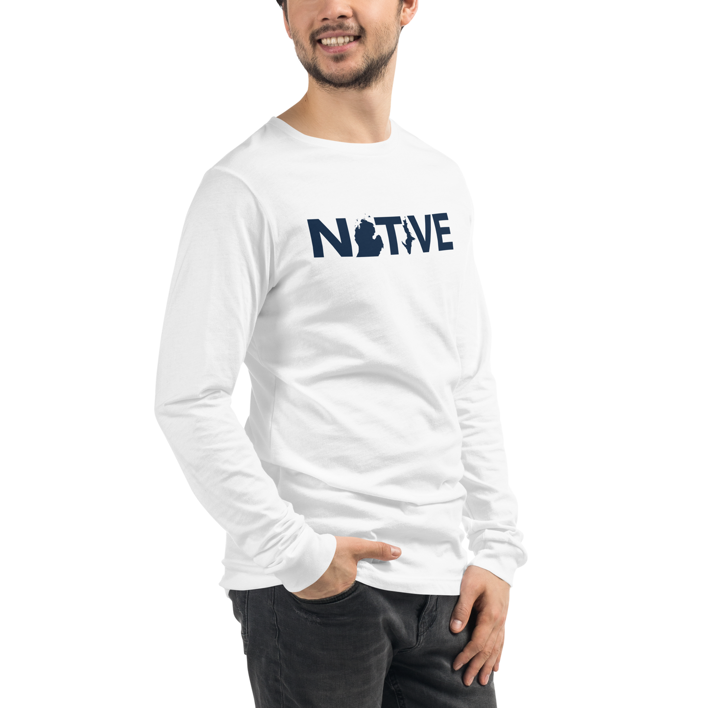 Michigan 'Native' T-Shirt (Geometric Sans Font) | Unisex Long Sleeve