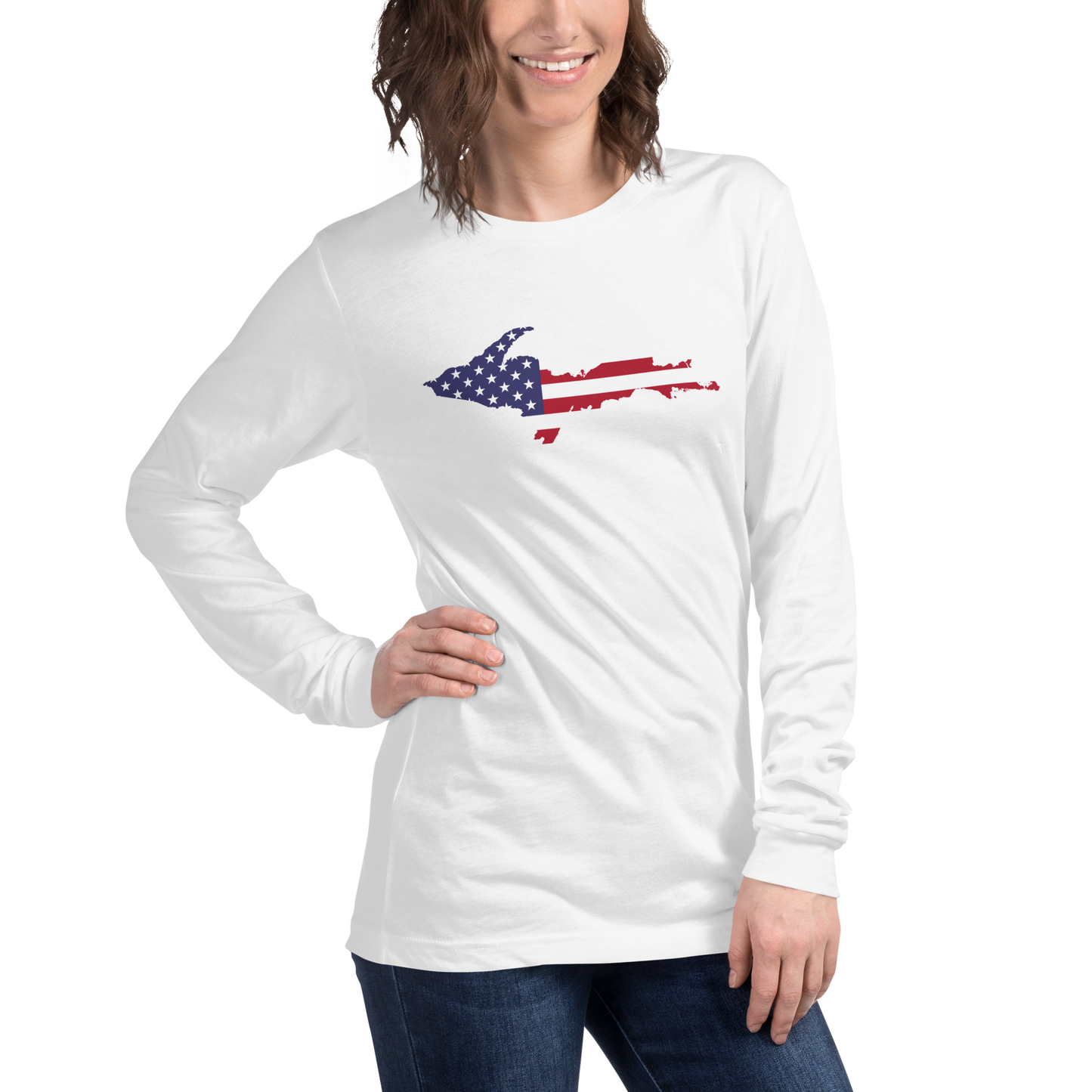 Michigan Upper Peninsula T-Shirt (w/ UP USA Flag Outline) | Unisex Long Sleeve