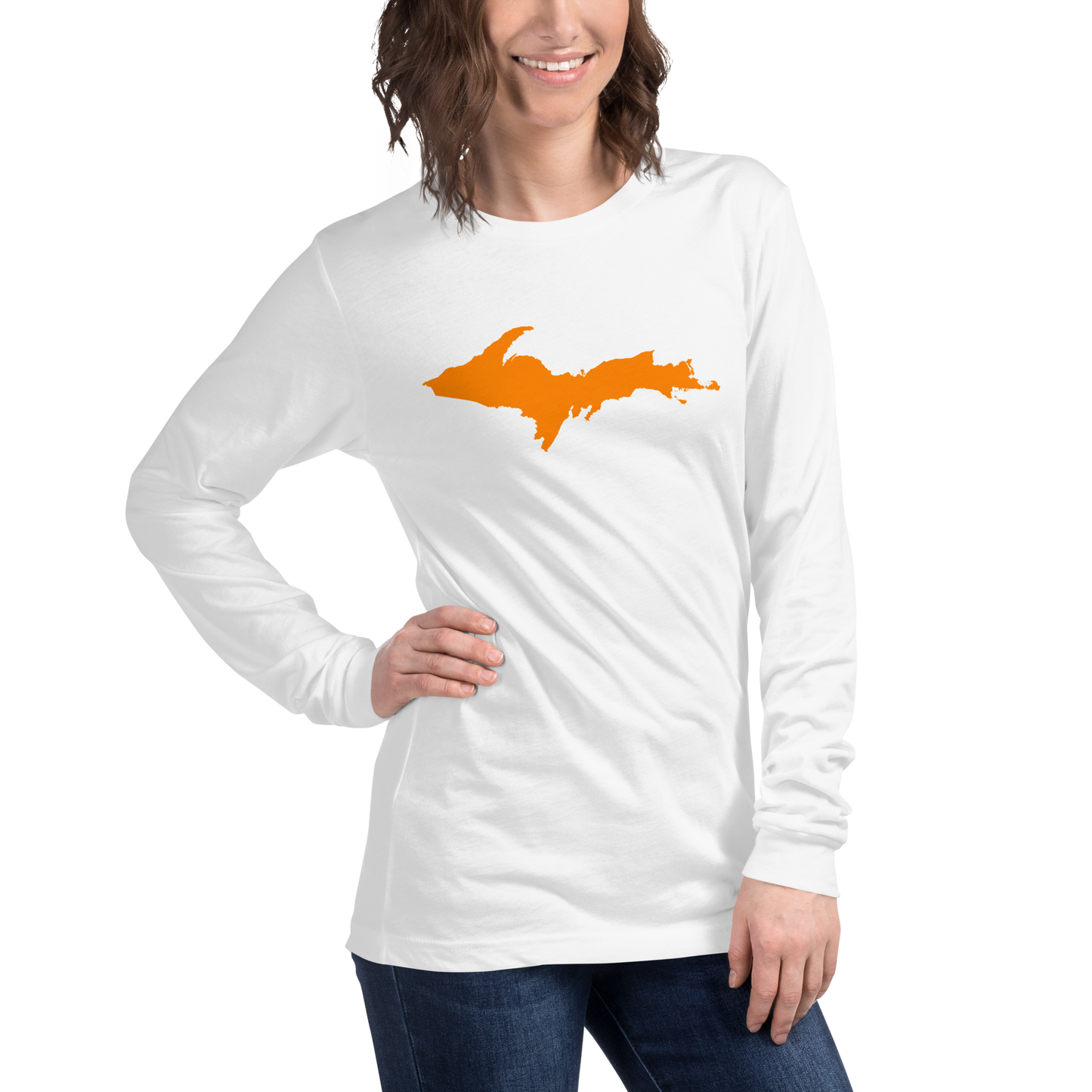 Michigan Upper Peninsula T-Shirt (w/ Orange UP Outline) | Unisex Long Sleeve