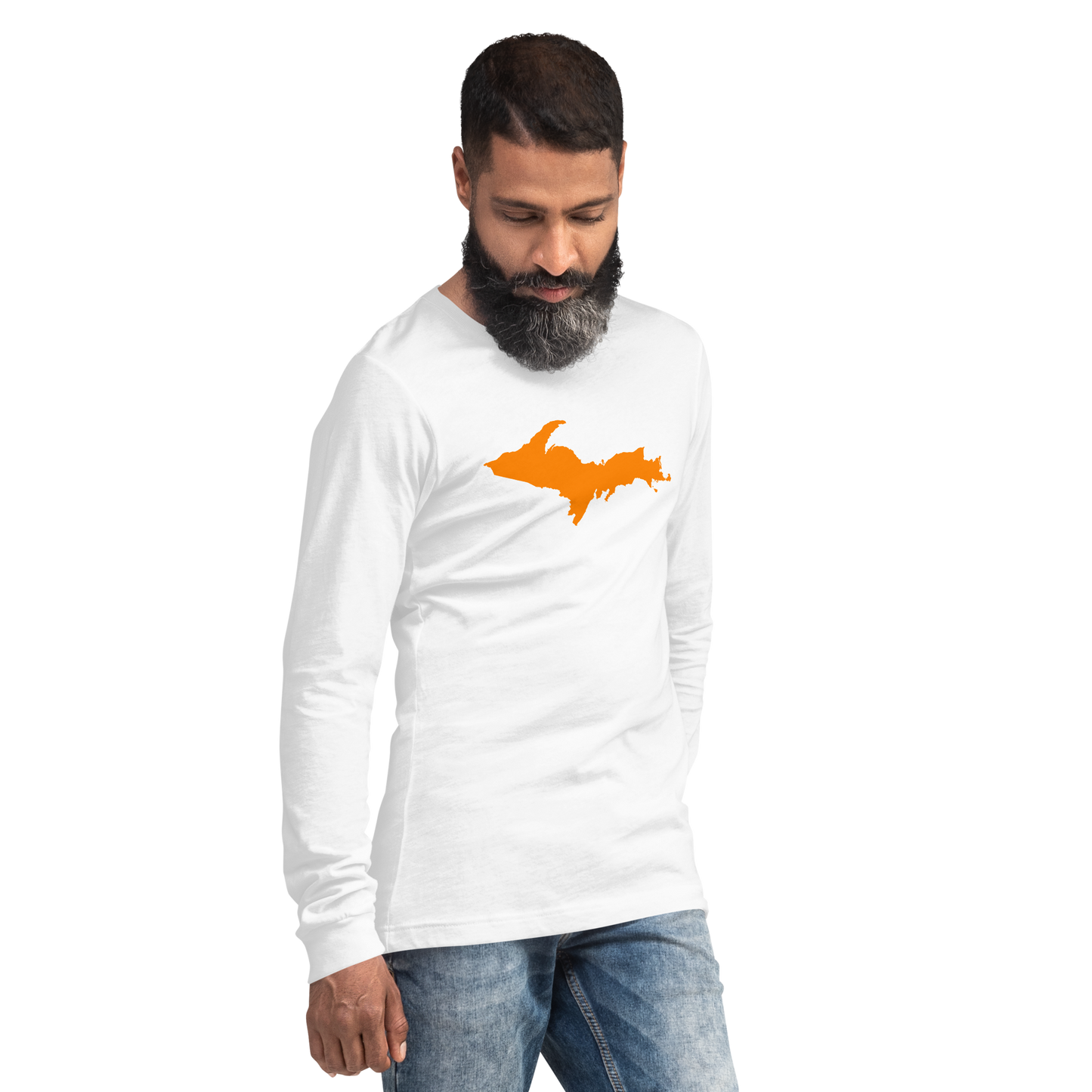 Michigan Upper Peninsula T-Shirt (w/ Orange UP Outline) | Unisex Long Sleeve