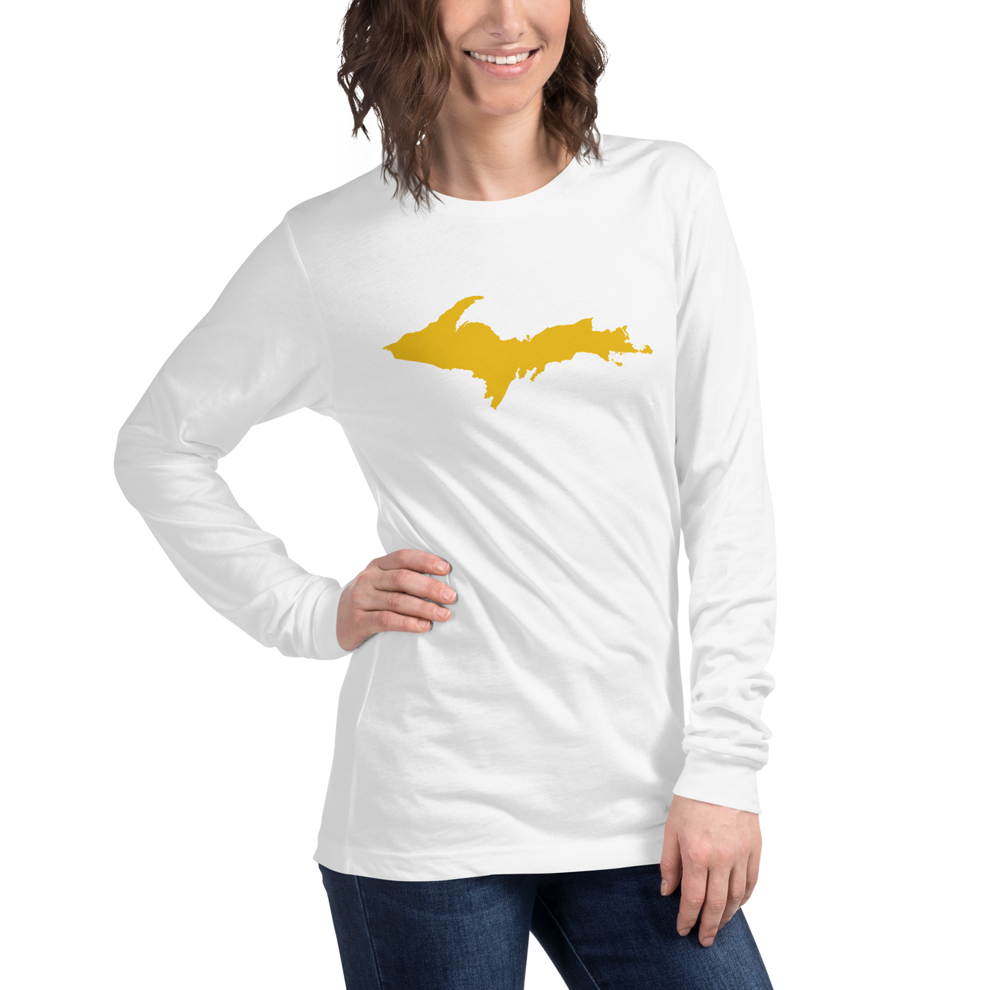 Michigan Upper Peninsula T-Shirt (w/ Gold UP Outline) | Unisex Long Sleeve