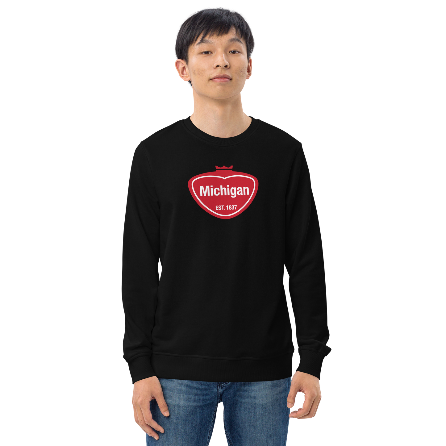 'Michigan EST 1837' Organic Sweatshirt (Local Sodapop Parody)