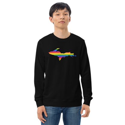 Michigan Upper Peninsula Sweatshirt (w/ UP Pride Flag Outline) | Unisex Organic