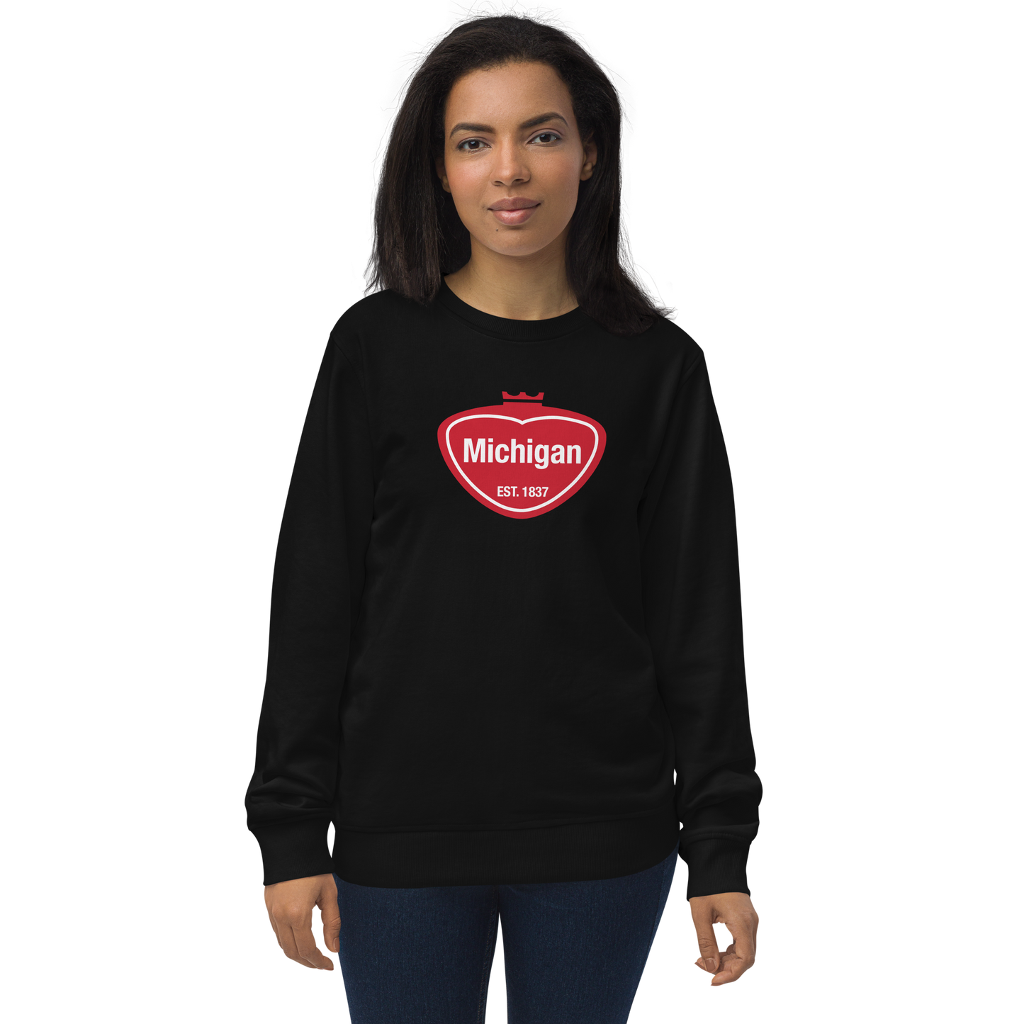 'Michigan EST 1837' Organic Sweatshirt (Local Sodapop Parody)