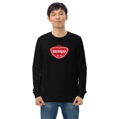 'Michigan EST 1837' Organic Sweatshirt (Local Sodapop Parody)