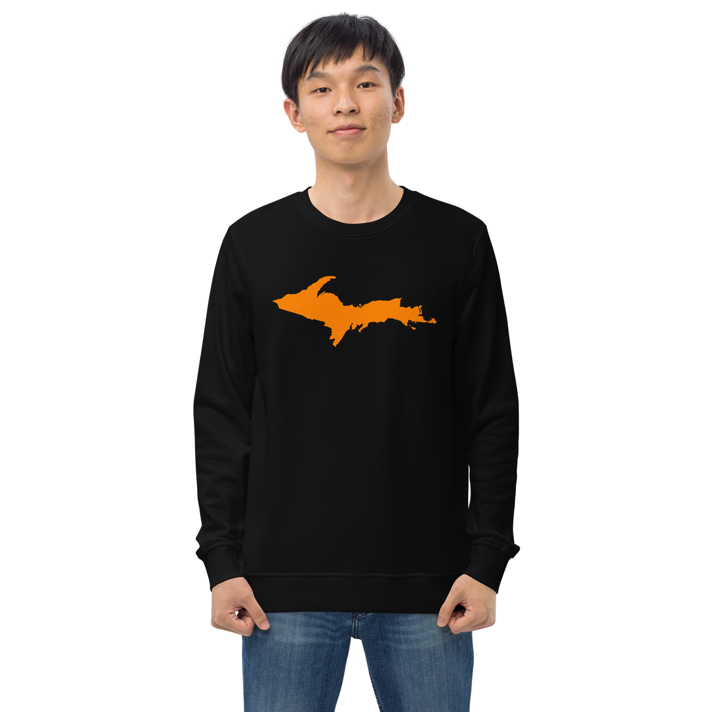 Michigan Upper Peninsula Organic Sweatshirt (w/ Orange UP Outline)