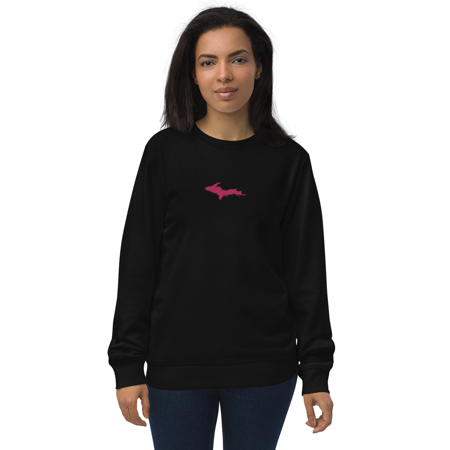 Michigan Upper Peninsula Sweatshirt (w/ Embroidered Pink UP Outline) | Unisex Organic