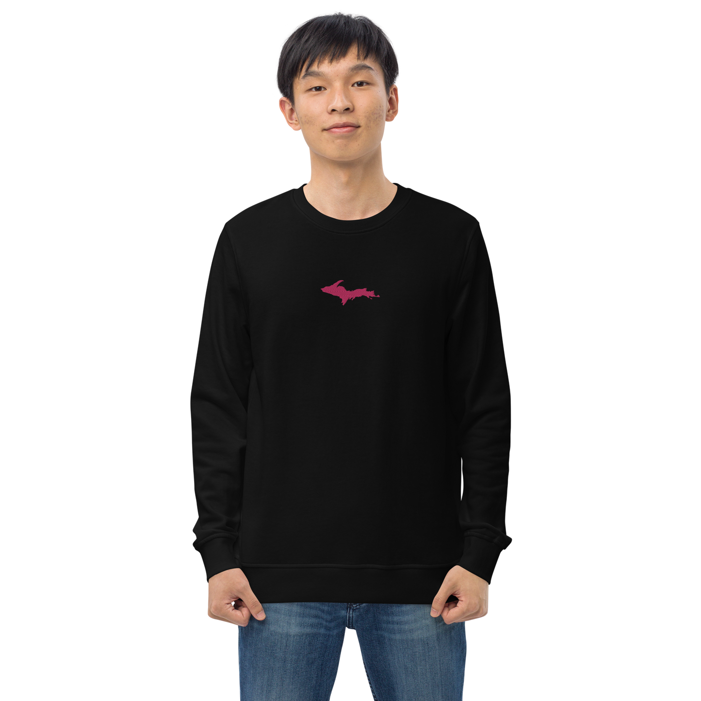 Michigan Upper Peninsula Sweatshirt (w/ Embroidered Pink UP Outline) | Unisex Organic