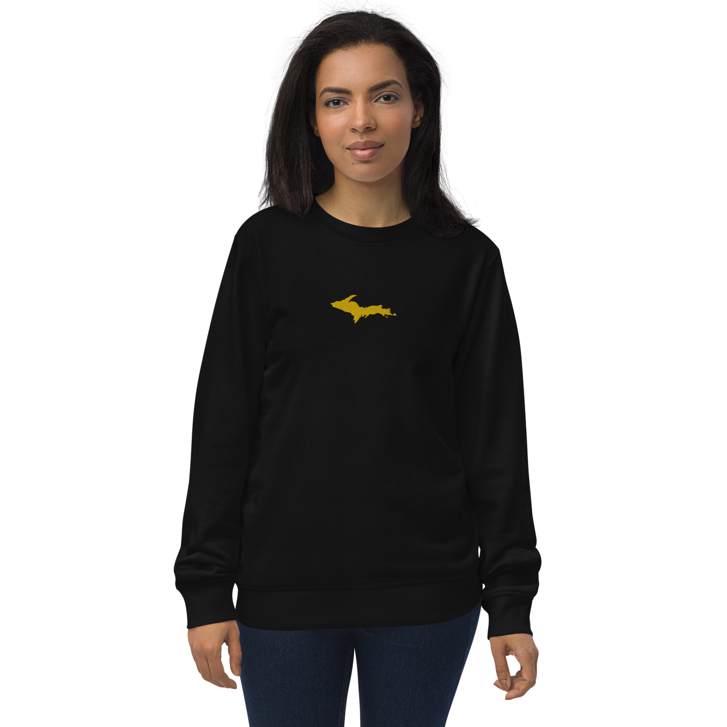 Michigan Upper Peninsula Sweatshirt (w/ Embroidered Gold UP Outline) | Unisex Organic