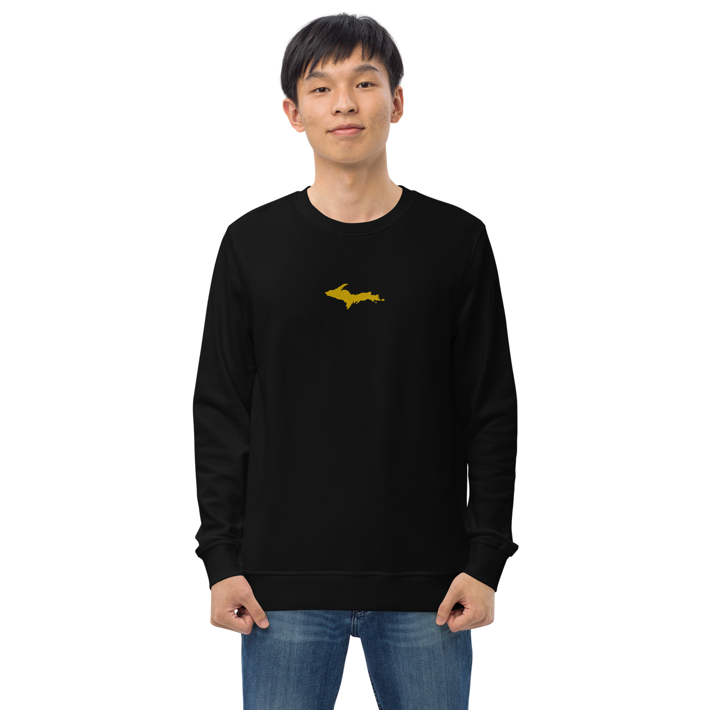 Michigan Upper Peninsula Sweatshirt (w/ Embroidered Gold UP Outline) | Unisex Organic