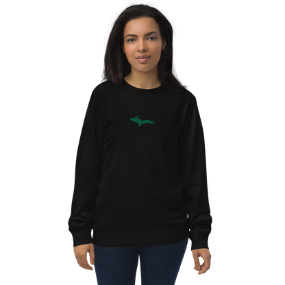 Michigan Upper Peninsula Sweatshirt (w/ Embroidered Green UP Outline) | Unisex Organic