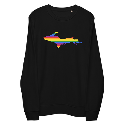 Michigan Upper Peninsula Sweatshirt (w/ UP Pride Flag Outline) | Unisex Organic