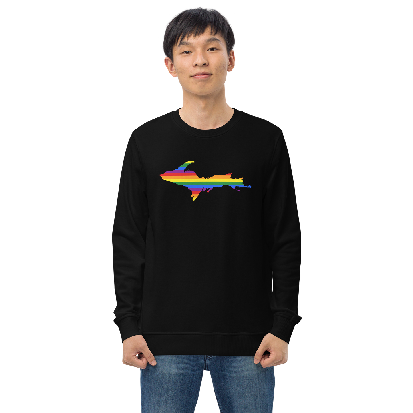 Michigan Upper Peninsula Sweatshirt (w/ UP Pride Flag Outline) | Unisex Organic