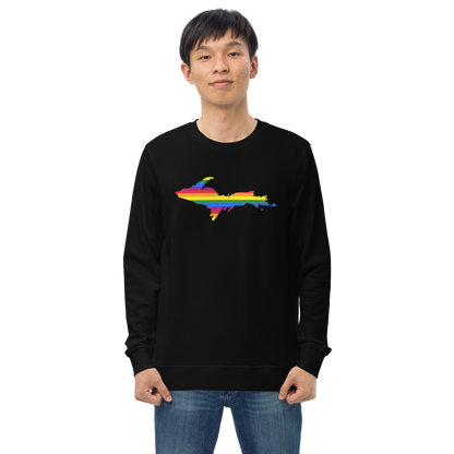 Michigan Upper Peninsula Sweatshirt (w/ UP Pride Flag Outline) | Unisex Organic